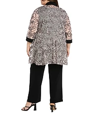 R & M Richards Plus Size 2-Piece Ribbon Soutache Pant Set