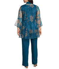 R & M Richards Plus Size 3-Piece Sequin Mesh Pant Set