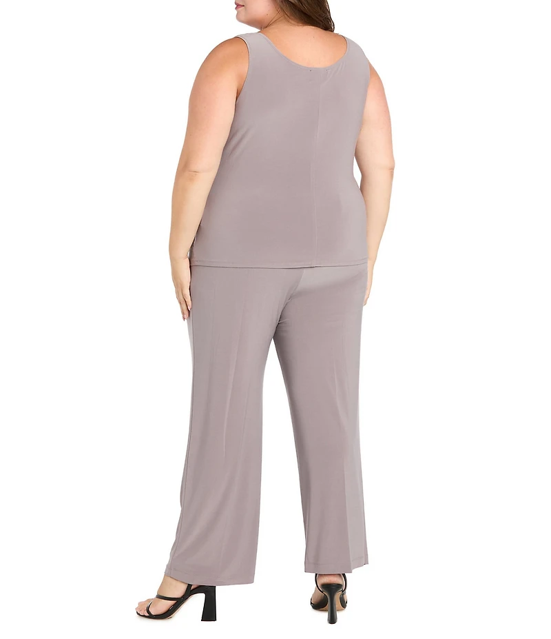 R & M Richards Plus Size 3/4 Sleeve Crew Neck Embroidered Soutache 3-Piece Pant Set