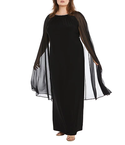 R & M Richards Plus Size Beaded Crew Neck Sheath Dress