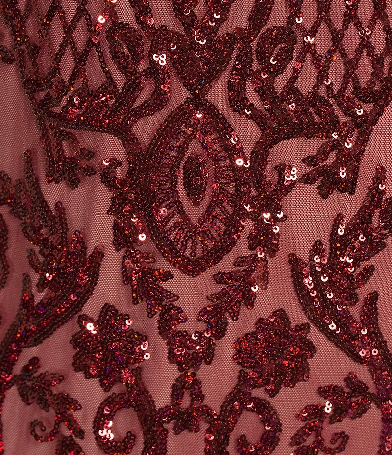 R & M Richards Plus Size Beaded Lace Sequin Mesh V-Neck Sleeveless Mermaid Gown