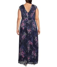 R & M Richards Plus Size Crinkle Sheer Knit V-Neck Sleeveless Wrap Dress