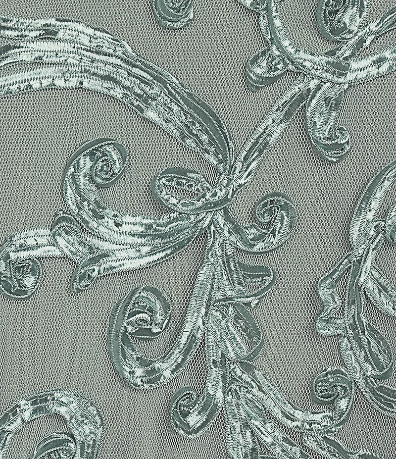 R & M Richards Plus Size Embroidered Soutache Mesh Lace 3/4 Sleeve Scoop Neck 2-Piece Pant Set