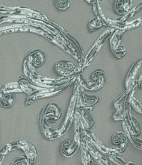 R & M Richards Plus Size Embroidered Soutache Mesh Lace 3/4 Sleeve Scoop Neck 2-Piece Pant Set