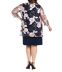 R & M Richards Plus Size Embroidered Soutache Sequin Jacket Dress