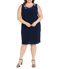 R & M Richards Plus Size Embroidered Soutache Sequin Jacket Dress