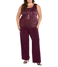 R & M Richards Plus Size Festival Hologram Sequin 3-Piece Duster Pant Set