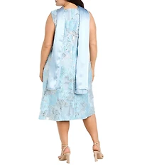 R & M Richards Plus Size Novelty Burnout Metallic Jacquard Fit And Flare Dress