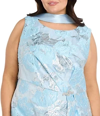 R & M Richards Plus Size Novelty Burnout Metallic Jacquard Fit And Flare Dress