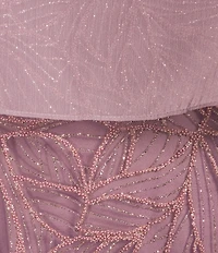 R & M Richards Plus Size Novelty Glitter Sheer Caplet Overlay Cocktail Dress