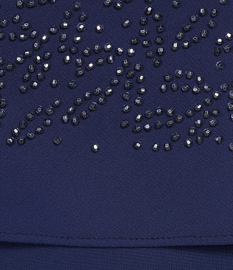 R & M Richards Plus Size Pebble Georgette Caviar Beaded 3-Piece Set