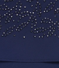 R & M Richards Plus Size Pebble Georgette Caviar Beaded 3-Piece Set