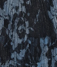 R & M Richards Plus Size Printed Metallic Flutter Sleeve Ruched Tiered Waist Long Dress