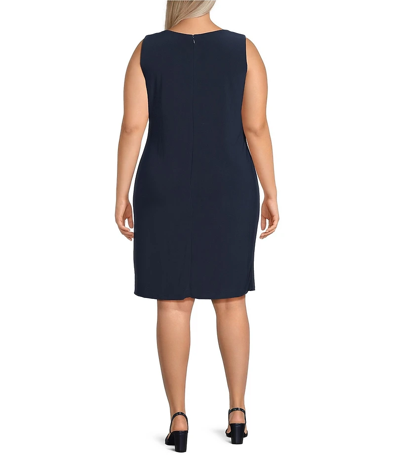 R & M Richards Plus Size Sequin Floral Scallop Lace Long Sleeve Jacket Dress