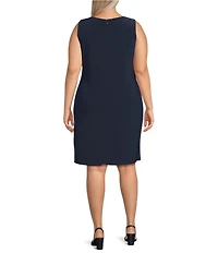 R & M Richards Plus Size Sequin Floral Scallop Lace Long Sleeve Jacket Dress