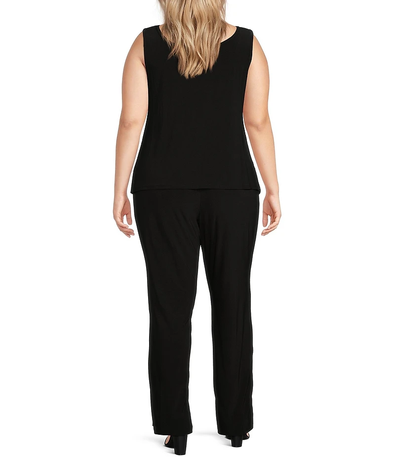 R & M Richards Plus Size Sequin Tuxedo Jacket and Tank 3-Piece Pant Suit