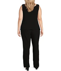 R & M Richards Plus Size Sequin Tuxedo Jacket and Tank 3-Piece Pant Suit