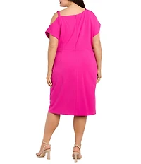 R & M Richards Plus Size Short Cap Sleeve Scuba Crepe Dress