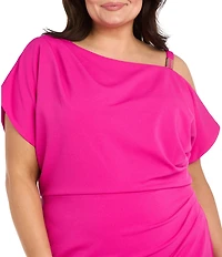 R & M Richards Plus Size Short Cap Sleeve Scuba Crepe Dress