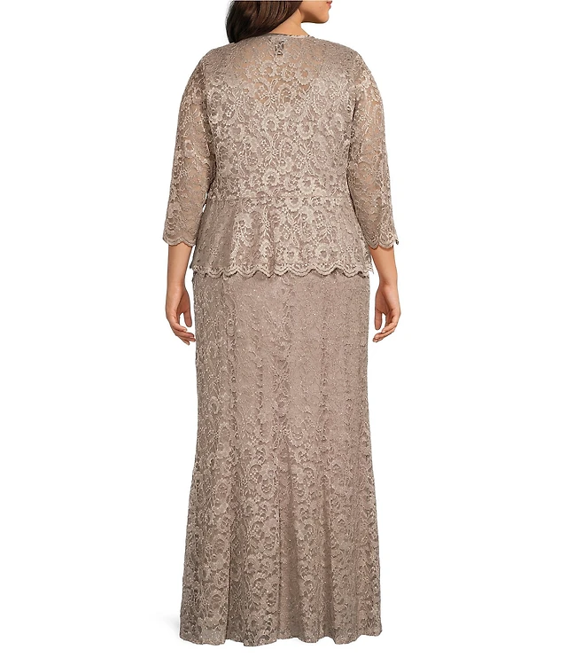 R & M Richards Crew Neck Metallic Jacquard 2-Piece Jacket Dress | Liberty  Center