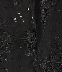 R & M Richards Plus Size Sweetheart Neck Embroidered Sequin Mesh Cape Overlay Dress