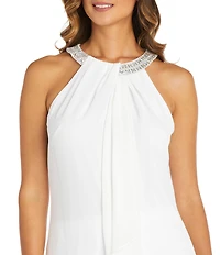 R & M Richards Souffle Crepe Scarf Halter Sleeveless Tunic Top