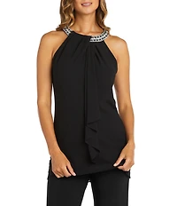 R & M Richards Souffle Crepe Scarf Halter Sleeveless Tunic Top