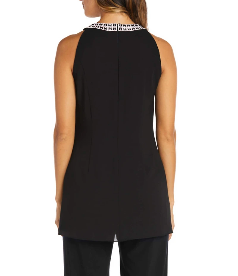 R & M Richards Souffle Crepe Scarf Halter Sleeveless Tunic Top