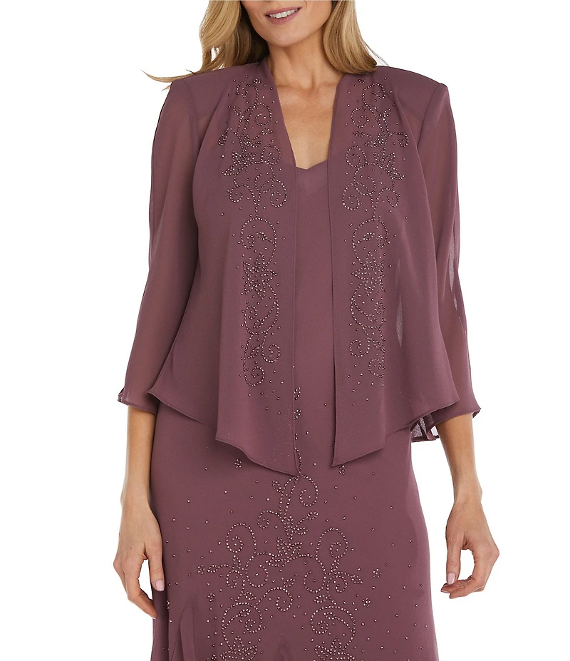 R & M Richards Sweetheart Neck Beaded 2-Piece Jacket Dress