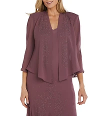 R & M Richards Sweetheart Neck Beaded 2-Piece Jacket Dress