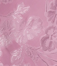 R & M Richards Tonal Floral Jacquard Chiffon Draped Cowl Neck Sleeveless Midi Dress