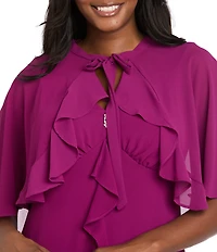 R & M Richards Two Piece Chiffon Ruffle Detail Capelet Dress
