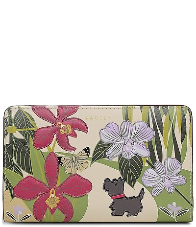 Radley London Royal Horticultural Society Collaboration Orchid House Floral Applique Scottie Bifold Wallet
