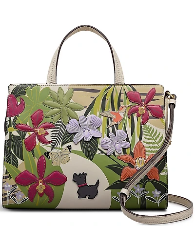 Radley London Royal Horticultural Society Collection 3D Orchid House Floral Applique Scottie Satchel Bag