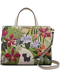 Radley London Royal Horticultural Society Collection 3D Orchid House Floral Applique Scottie Satchel Bag