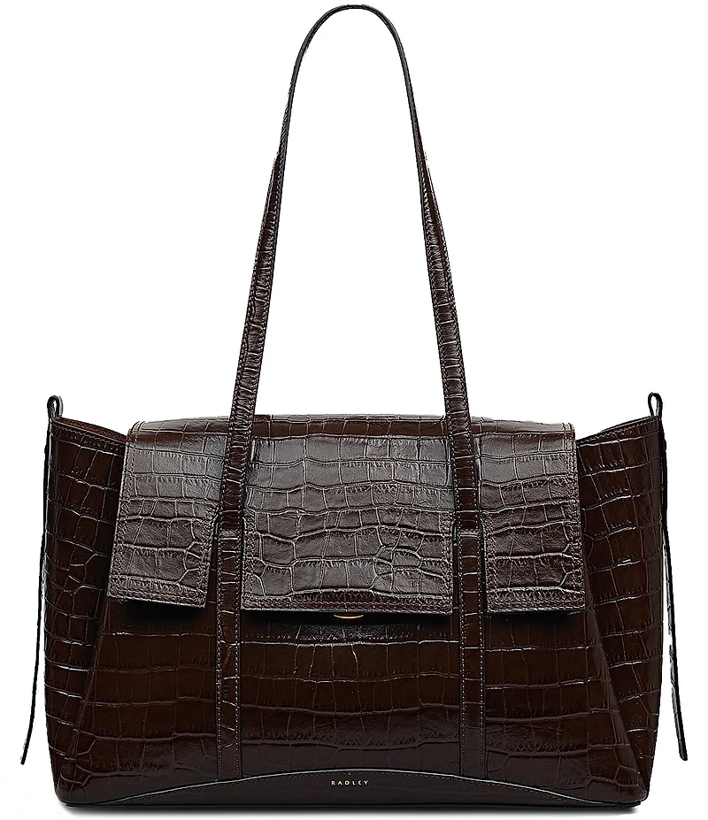 Radley London Chancery Large Crocodile Embossed Flapover Satchel Bag