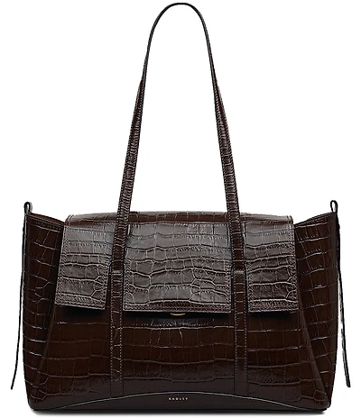 Radley London Chancery Large Crocodile Embossed Flapover Satchel Bag