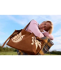 Radley London The Delphine Suede Woven Raffia Flower Large Tote Bag
