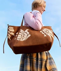 Radley London The Delphine Suede Woven Raffia Flower Large Tote Bag