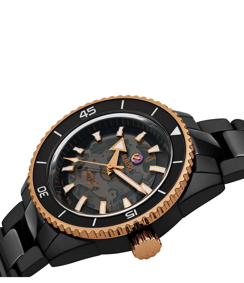 RADO Unisex Captain Cook High-Tech Automatic Black Titanium Bracelet Watch