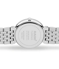 RADO Unisex Florence Classic Diamonds Quartz Analog Black Dial Silver Stainless Steel Bracelet Watch