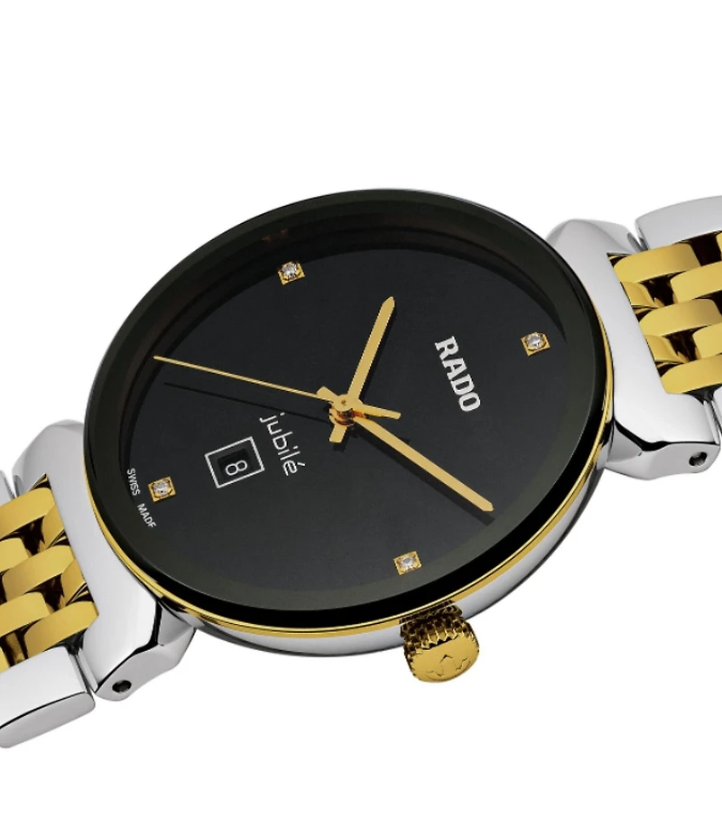 RADO Unisex Florence Classic Diamonds Quartz Analog Dial Two Tone Stainless Steel Bracelet Watch