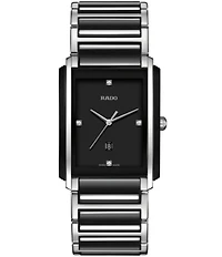 RADO Unisex Integral Diamonds Quartz Analog Black Dial Two Tone Ceramic Stainless Steel Bracelet Watch