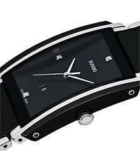 RADO Unisex Integral Diamonds Quartz Analog Black Dial Two Tone Stainless Steel Bracelet Watch