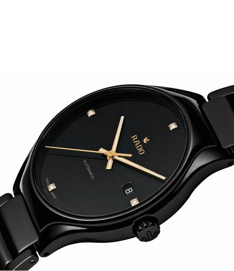 RADO Unisex True Automatic Diamonds Black Titanium Bracelet Watch