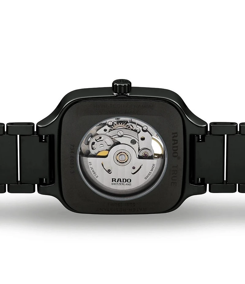 RADO Unisex True Square Automatic Open Heart Ceramic Bracelet Watch