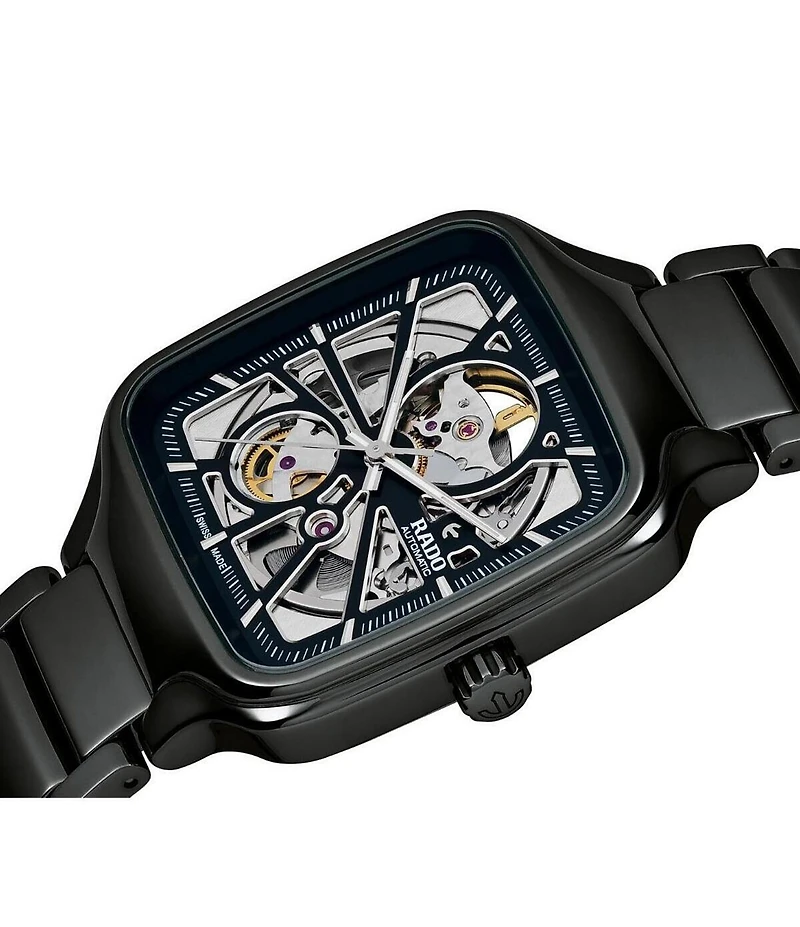 RADO Unisex True Square Automatic Open Heart Ceramic Bracelet Watch