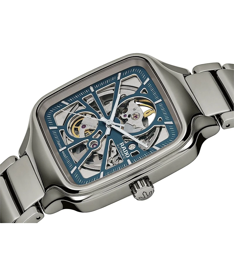 RADO Unisex True Square Automatic Open Heart Ceramic Bracelet Watch