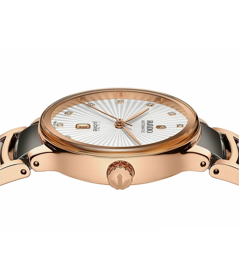 RADO Women's Centrix Diamonds Automatic Two Tone Stainless Steel Rose Gold Bracelet Watch