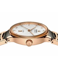 RADO Women's Centrix Diamonds Automatic Two Tone Stainless Steel Rose Gold Bracelet Watch